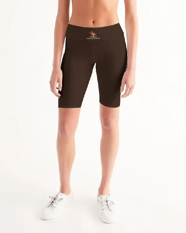 AKH Brown Women's Mid-Rise Bike Shorts