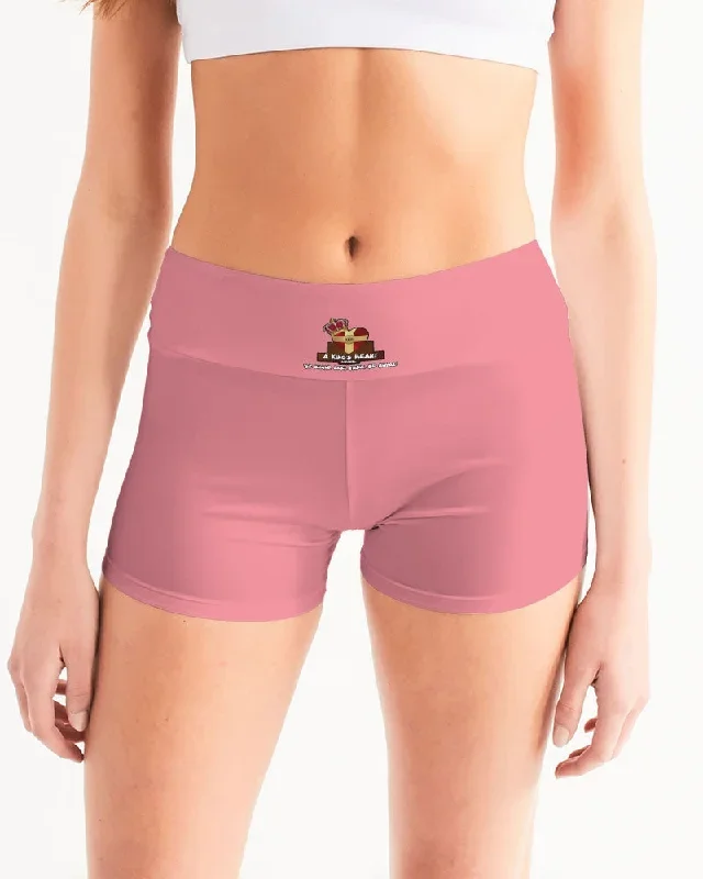 AKH Pink Women's Mid-Rise Yoga Shorts