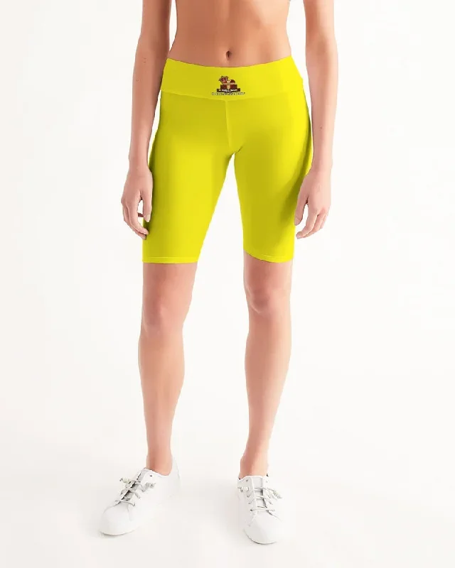 AKH Yellow Women's Mid-Rise Bike Shorts