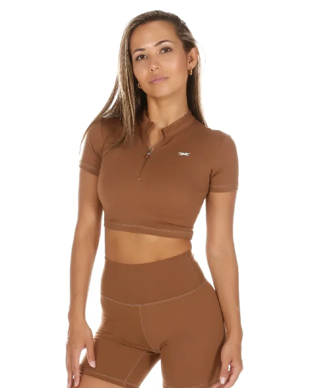 Aura Zip Tee - Mocha