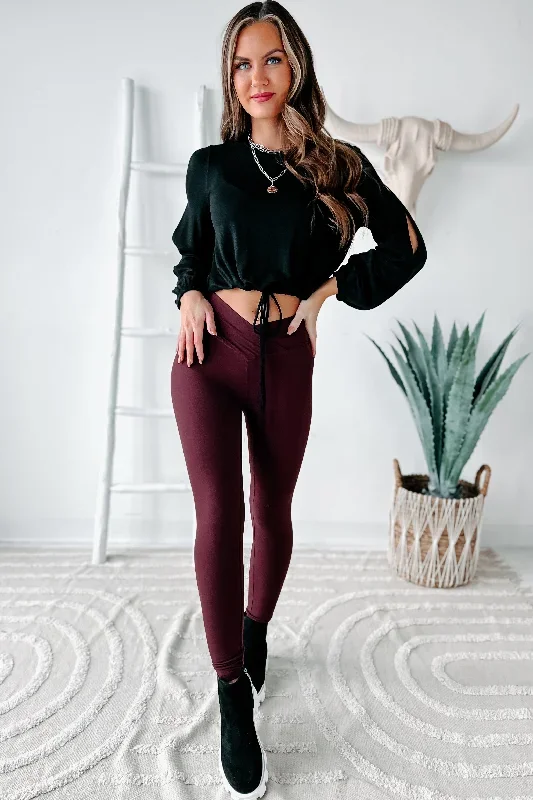 Beautifully Basic Buttery Soft Cross-Over Leggings (Cassis)