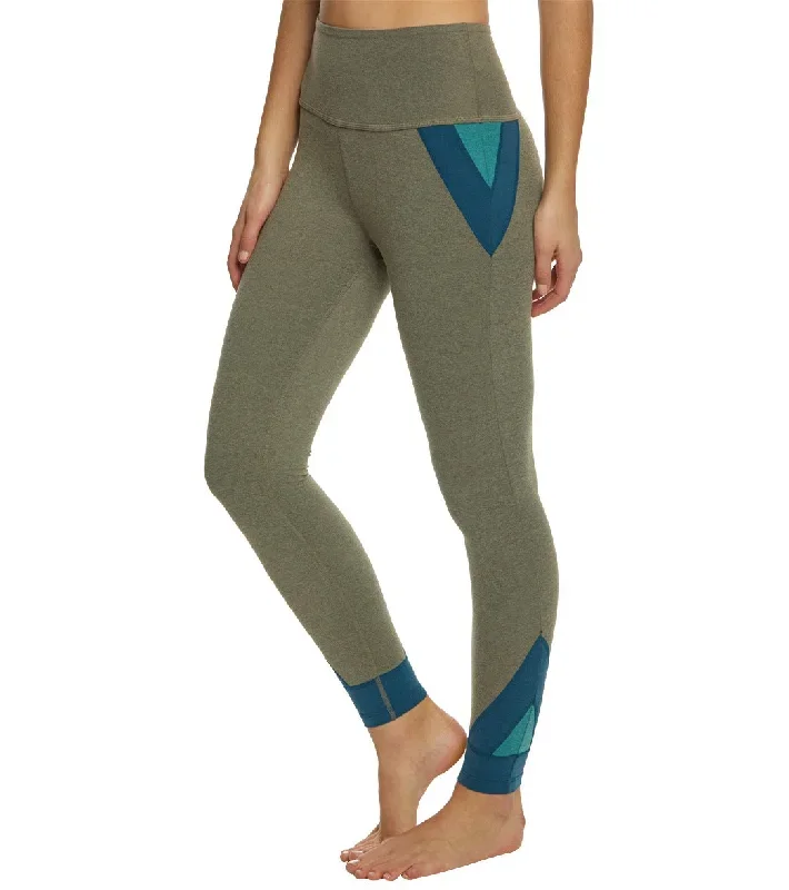 Beyond Yoga Block And Key High Waisted Midi Yoga Leggings Timber Heather Colorblock