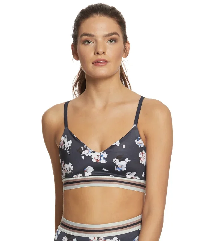 Beyond Yoga One More Stripe Bra Impressionist Floral Navy