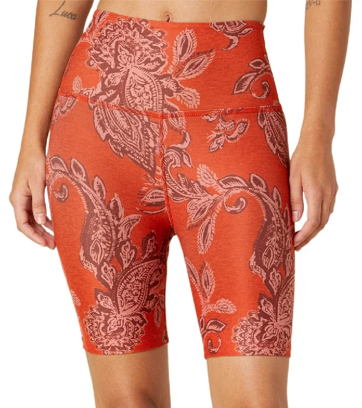 Beyond Yoga Spacedye Printed High Waisted Biker Shorts Chai Paprika Paisley