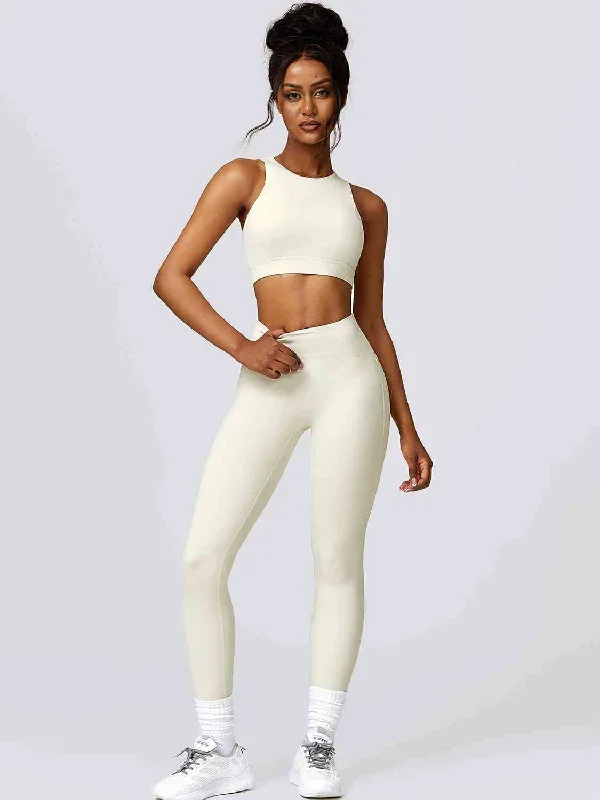 Cutout Cropped Sport Tank and Leggings Set