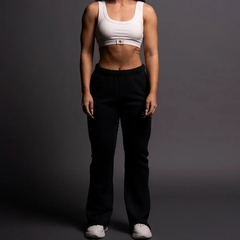 Dual She Flare Sweat Pants in Black