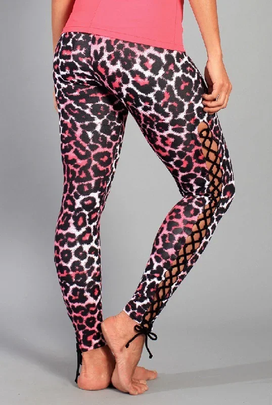 Final Sale! Equilibrium Activewear Lace up Legging L763 Pink Panther