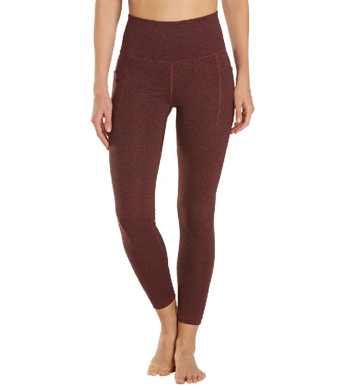 Everyday Yoga Uphold Cheetah High Waisted 7/8 Leggings With Pockets 25 Burgundy Cheetah