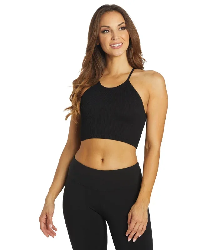 Free People Cropped Run Yoga Tank Black