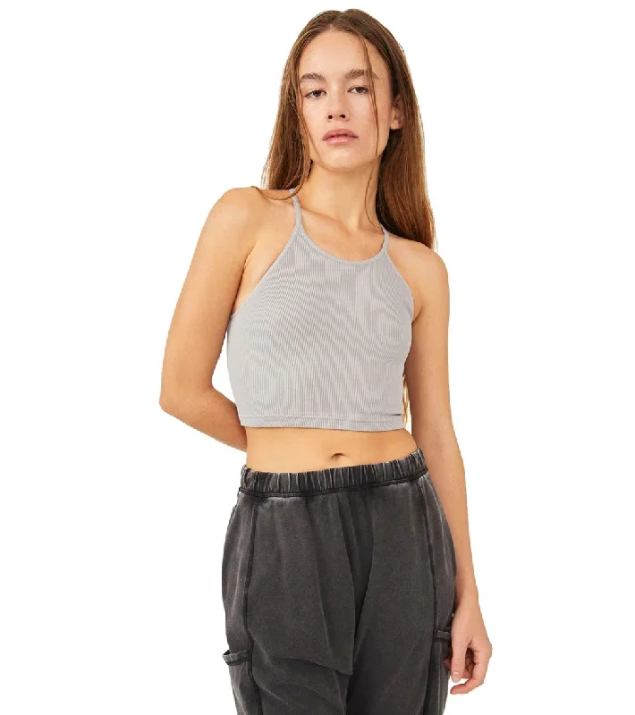 Free People Cropped Run Yoga Tank Nickel Grey