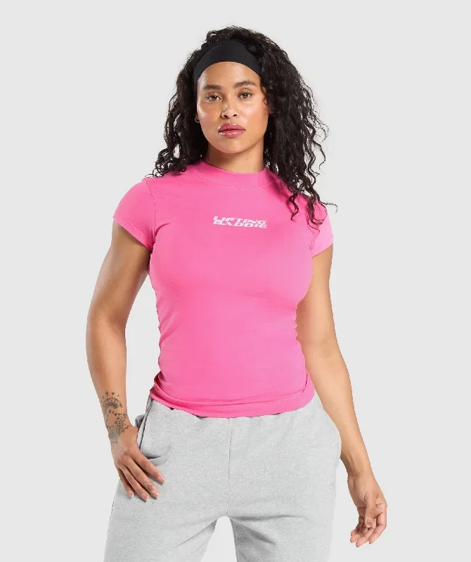 Gymshark Lifting Baddie T-Shirt - Fetch Pink