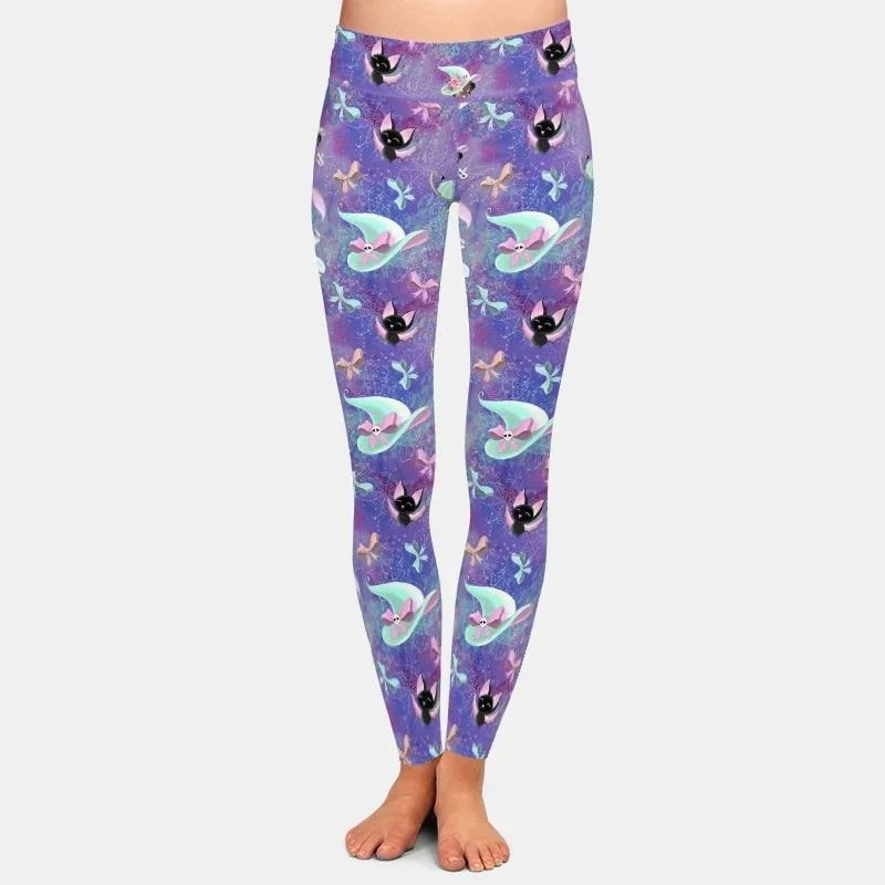 Ladies Fashion 3D Halloween Cute Witches, Hats, Bats & Bows Printed Leggings