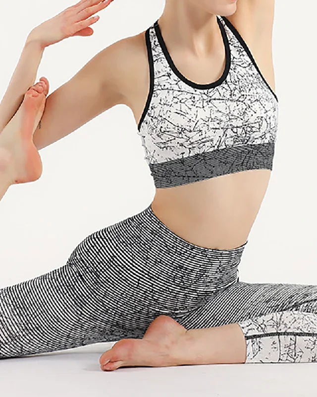 Ladies New Sports Suit Printing Yoga Suit Fitness Two-piece M-L Pants Sets