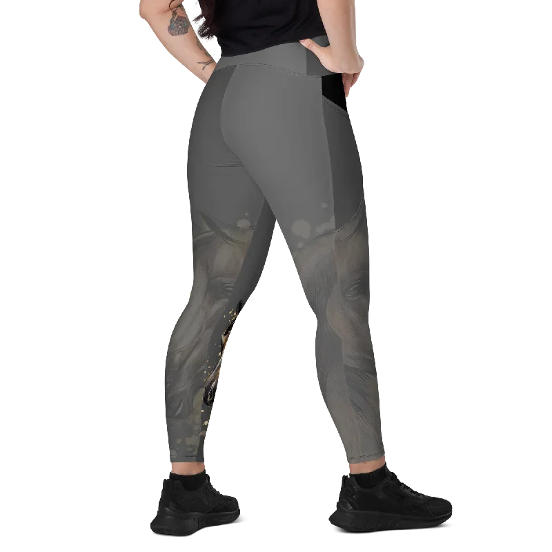 Grey Horse Silhouette Leggings with pockets