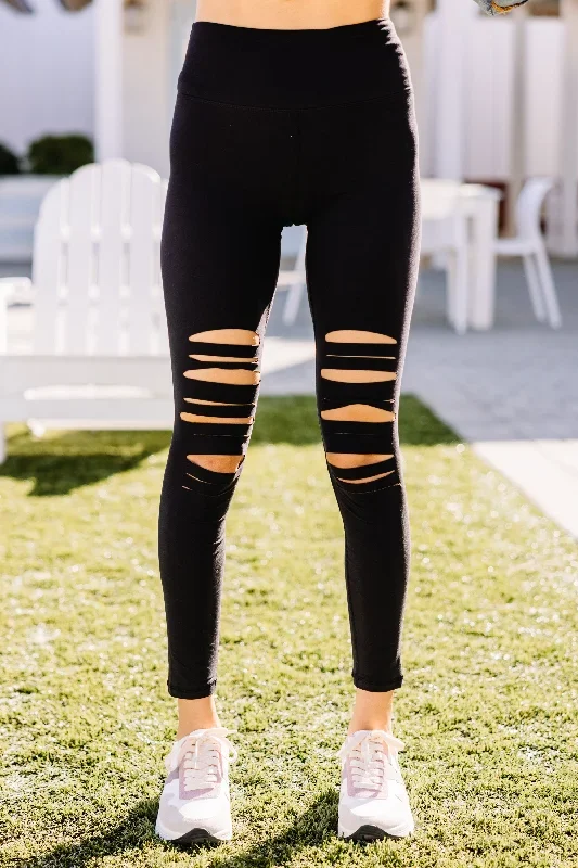 Make The Adjustments Black Distressed Leggings