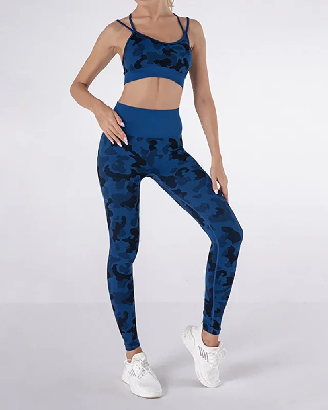 New Seamless Camouflage Yoga Set Beauty Back Sports Bra Fitness Pants Sports Two Piece Set S-L Leopard Print Seamless Yoga Pants Sports Bra Fitness Wear Yoga Wear Women's Suit S-L Pants Sets