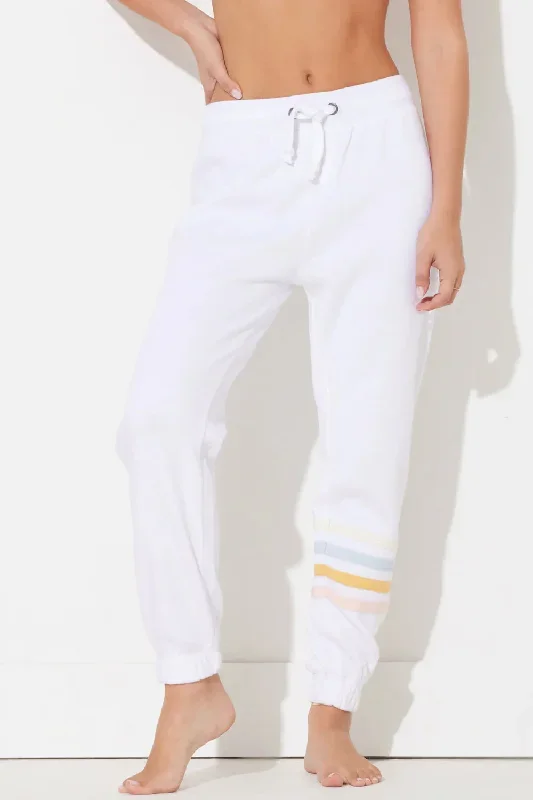 Ocean Drive Fleece Summer Stripes Jogger OD12032 White