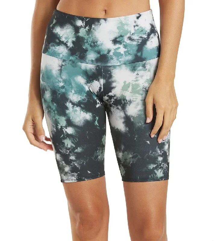 Onzie High Rise Bike Shorts Evergreen Tie Dye