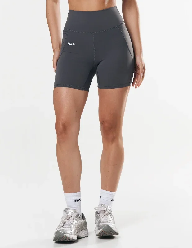 Phone Pocket Midi Bike Shorts NANDEX  - Charcoal Grey