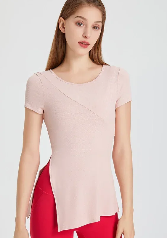 Side Split Slim Hem O-Neck T-Shirt