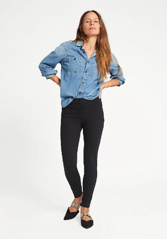 Skinny-Leg | Two-Pocket Dress Pant Yoga Pants (Black)