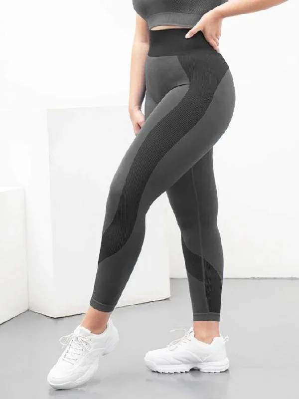 Tombo Womens Yoga Panelled Leggings - Grey/Black