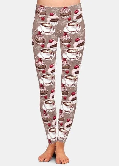 Womens Coffee & Cupcakes Soft, Brushed Leggings