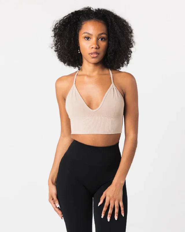 Seamless Ribbed Bra - Linen