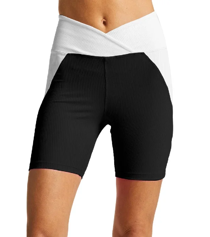 Year of Ours Ribbed Studio Bike Short Black/White